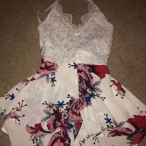 Floral and lace romper